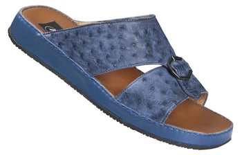 Mauri  "1768/1" Dark New Blue Genuine Ostrich Matt Platform Sandals