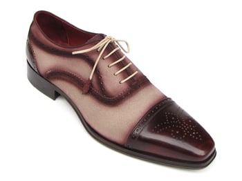 Paul Parkman Bordeaux / Beige Genuine Leather Captoe Oxford Dress Shoes 024-BRR