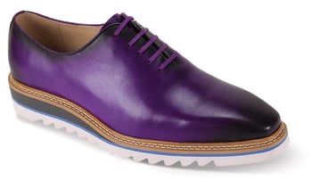 Giovanni Ruben Men's Purple Genuine Calfskin Oxford Shoes with Hand-stitched Sole