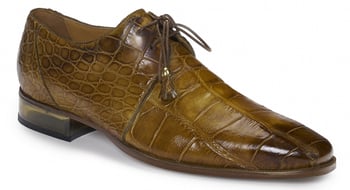 Mauri ''Trebbia'' 4851 Mustard Genuine Alligator Hand Painted Lace-Up Shoes.