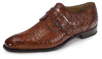 Mauri ''Agogna'' 4853 Gold Genuine Alligator Hand Painted Monk Strap Shoes.