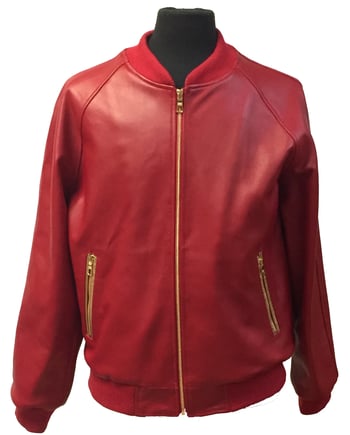 G-Gator Red / Gold Genuine Lambskin Leather Baseball Varsity Bomber Jacket 1051.