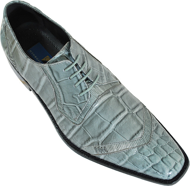 Giorgio Brutini Silver Grey Alligator Print Shoes 210178 display picture 1