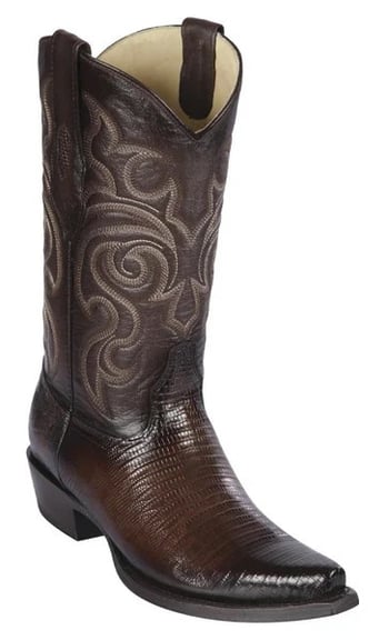 Los Altos Faded Brown Genuine Teju Lizard Snip Toe Cowboy Boots 940716