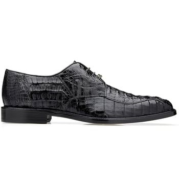Belvedere "Chapo" Black All-Over Genuine Exotic Hornback Crocodile Derby Shoes 1465.