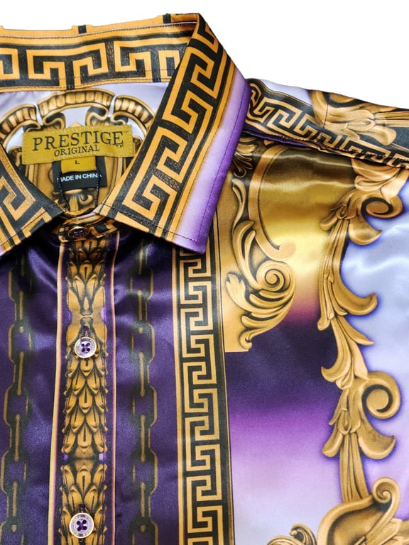 slim fit dress slacks Purple Gold Abstract Necktie main image 0