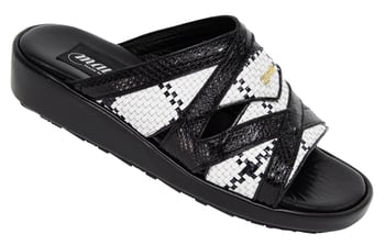 Mauri "1790" Black Genuine Whips / White / Black Woven Leather Platform Sandals