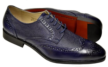 Antonio Cerrelli Navy Stingray Print Vegan Leather Wingtip Derby Shoes 6836