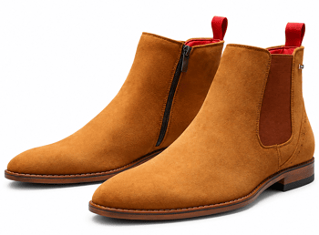 Tayno Victorian Camel Vegan Suede Chelsea Boots for Men with Cushioned Insole