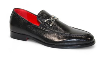 Emilio Franco "Edgardo" Black Genuine Italian Deer Skin Leather Loafers.