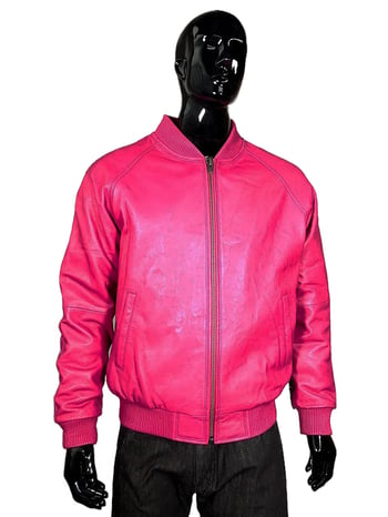 G-Gator Pink Genuine Lambskin Leather Baseball Varsity Bomber Jacket 1051.