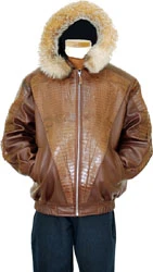 G-Gator 4 Genuine Hornback Alligator Tails Jacket With Fox Trimmed Hood 2018