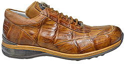 Mauri "Swamp" 8690 Cognac Burnished Genuine Baby Crocodile Hand-Painted Casual Sneakers