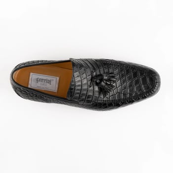 Ferrini Black Genuine Crocodile Dress Shoes F3918