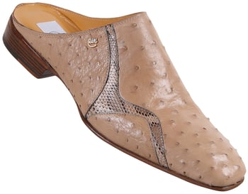 Mauri  "4499" Dune Genuine Ostrich / Python Half Shoes