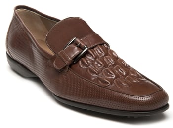 Mauri "9284/2" Gold Genuine Kidskin Perforated / Gold Kidskin Embossed Print Crocodile Dress Shoes