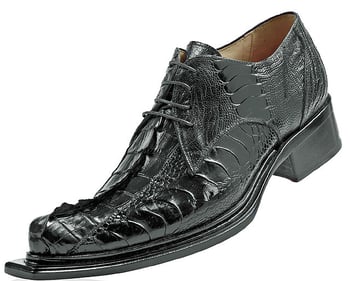 Mauri "Cactus" 42635 Black Genuine Hornback Crocodile Tail/Ostrich Shoes.