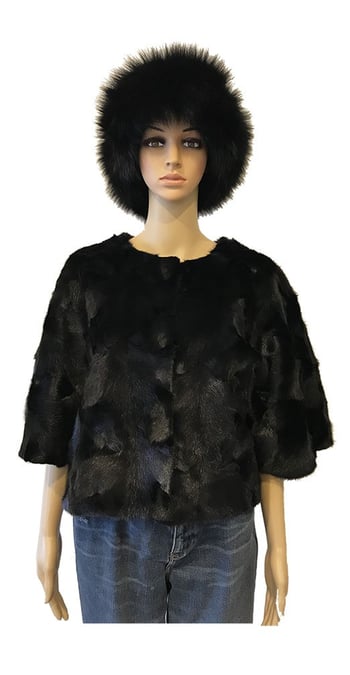 Winter Fur Black Ladies Genuine Mink Paws Cape W69P04BK.