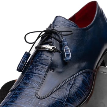 Marco Di Milano ''Anzio'' Blue Jean Genuine Alligator and Calfskin Dress Shoes