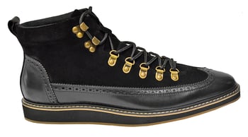 Giovanni "Nelson" Black Calfskin Leather / Suede Wingtip Sneaker Boots