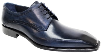 Duca Di Matiste "Varazze" Navy Genuine Italian Calfskin Lace-Up Derby Shoes.