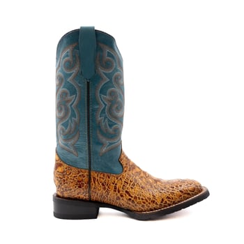 Ferrini "Kai" Cigar Sea Turtle Print Leather Square Toe Cowboy Boots 42593-61