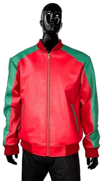 G-Gator Green / Red Genuine Python Bomber Motorcycle Jacket 2050.