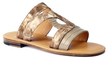 Mauri "5020/1" Oyster Genuine Lizard / Pony Hair Sandals.