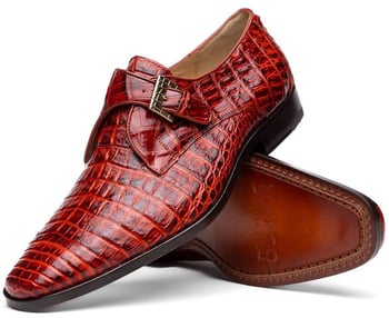 Marco Di Milano "Rovigo" Rustic Cognac Genuine Caiman Crocodile Dress Shoes