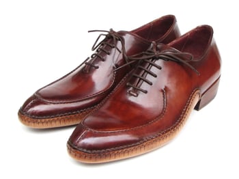 Paul Parkman Burgundy Genuine Leather Men's Side Handsewn Split-toe Oxford Dress Shoes 054-BUR