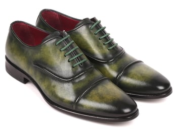 Paul Parkman Green Genuine Leather Men's Cap-Toe Oxford Dress Shoes 077-GRN