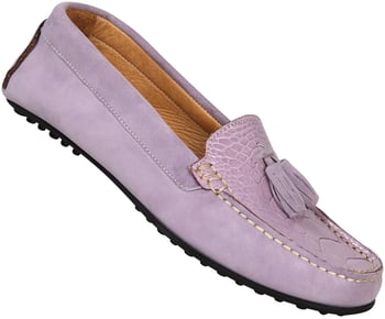 Mauri Ladies "9128" Mauve Genuine Ostrich / Suede Loafer Shoes