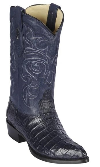 Los Altos Navy Blue Genuine Caiman Tail J Toe Cowboy Boots 990110