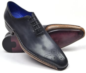 Paul Parkman ''86A5-ANT" Anthracite Grey Genuine Leather Opanka Stitched Medallion Toe Shoes.