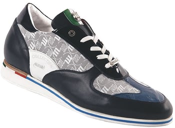 Mauri "Craftsmanship" 8672 Blue / Grey / White Genuine Crocodile / Nappa Leather / Mauri Fabric Sneakers