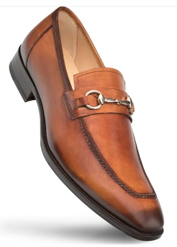 Mezlan E20482 Cognac Calfskin Horsebit Loafers Handmade Men's Dress Shoes