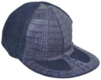 G-Gator Genuine Hornback Alligator/ Denim  Baseball Hat