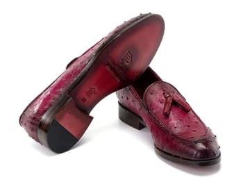 Paul Parkman Purple Genuine Ostrich Skin Tassel Loafer OST834PRP.