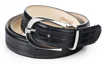 Mauri "0100/35" Black Genuine Hornback / Baby Crocodile Belt.