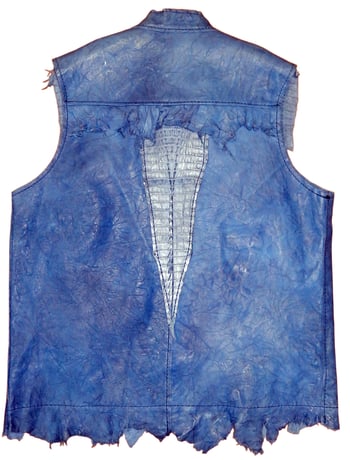 Genuine Hornback Alligator / Distressed Lambskin Leather Vest With Trimming 2222.