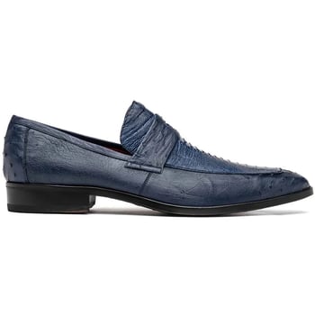 Marco Di Milano "Fangio" Denim Blue Genuine Ostrich Leg and Quill Loafer