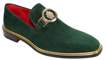 Emilio Franco EF102 Men's Green Genuine Suede Bit Loafer, Hand-stitched Leather Sole