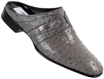 Mauri  "2112" Medium Grey Genuine Ostrich / Serpentine / Frog Half Shoes