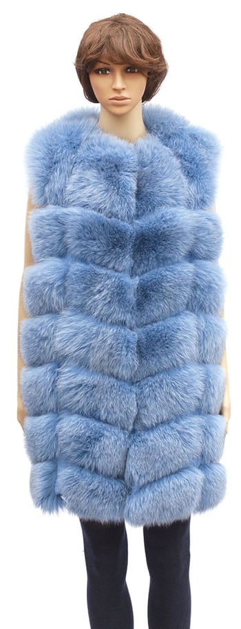 Winter Fur Ladies Baby Blue Full Skin Fox 3/4 Vest W41V01BB