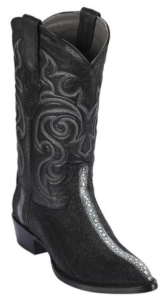 Los Altos Black Genuine Full Rowstone Stingray J Toe Cowboy Boots 991105