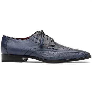 Marco Di Milano "Lucca" Navy Genuine Stingray and Ostrich Dress Shoes