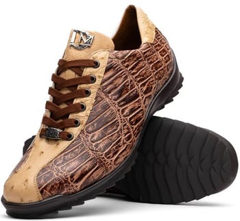 Marco Di Milano "Saulo" Orix Genuine Crocodile And Ostrich Quill Fashion Sneaker