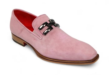 Emilio Franco "Francesco" Pink Genuine Italian Suede Leather With Bracelet Loafers.