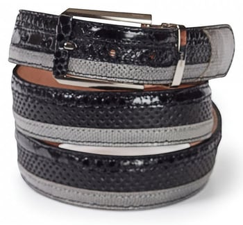 Mauri Black Genuine Python / Grey Karung Lizard / Black Perforated Ostrich Belt.