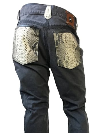 G-Gator Grey Genuine Python Snake Skin Jeans 626.